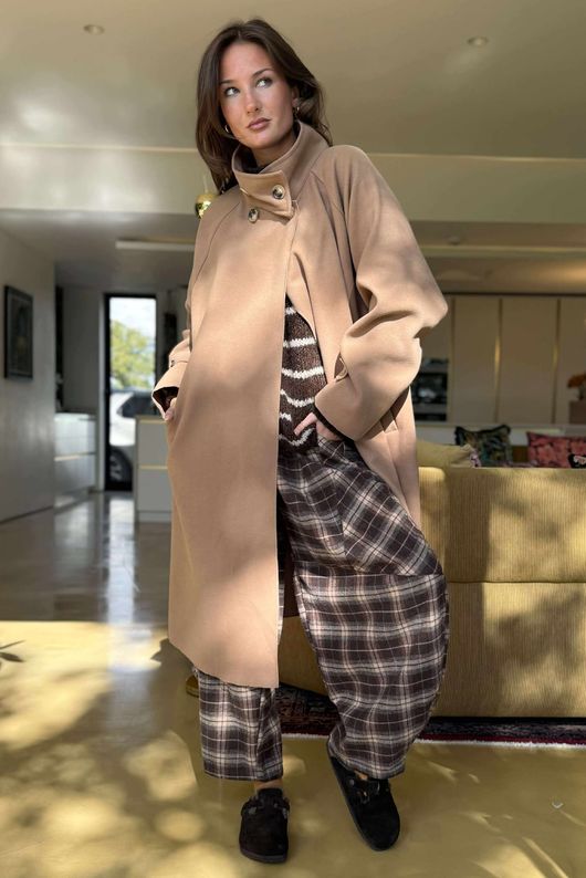 Sonn Funnel Neck Coat Camel